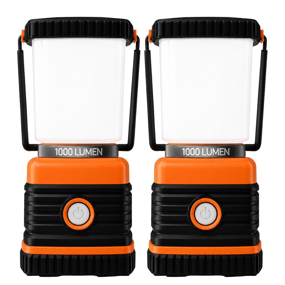 2 Pack 1000LM LED Camping‎ Lantern w/ 6 D Batteries Included IP44 4 Light Modes